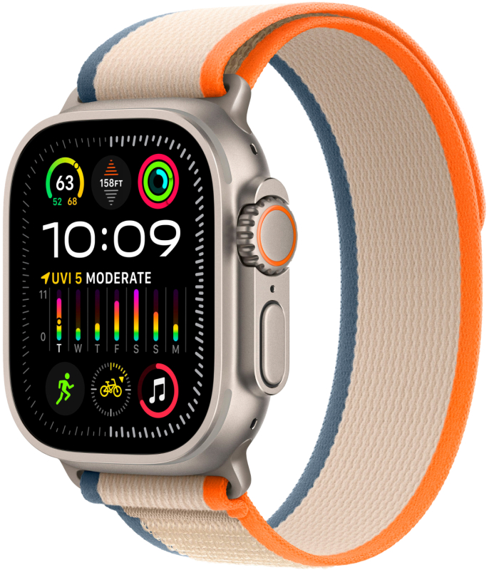 Фото Apple Watch Ultra 2 GPS + Cellular, 49 мм, корпус из титана, ремешок Trail цвет Оранжево/бежевый, S/M Фото Apple Watch Ultra 2 GPS + Cellular, 49 мм, корпус из титана, ремешок Trail цвет Оранжево/бежевый, S/M